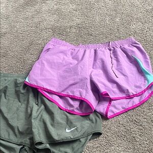 Nike Women's Lavender and Olive Athletic Shorts
